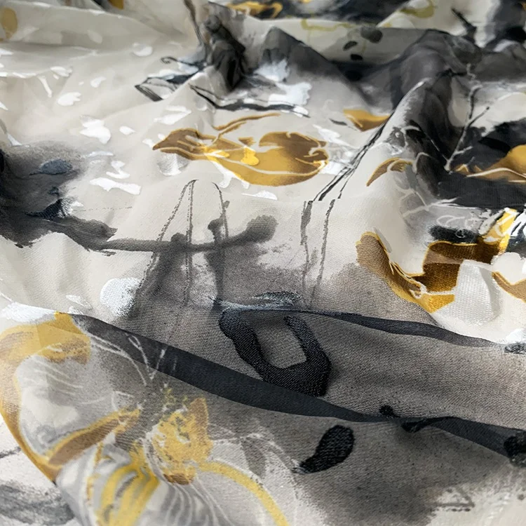 
Exquisite jacquard wholesale lurex silk sheared chiffon with custom design 