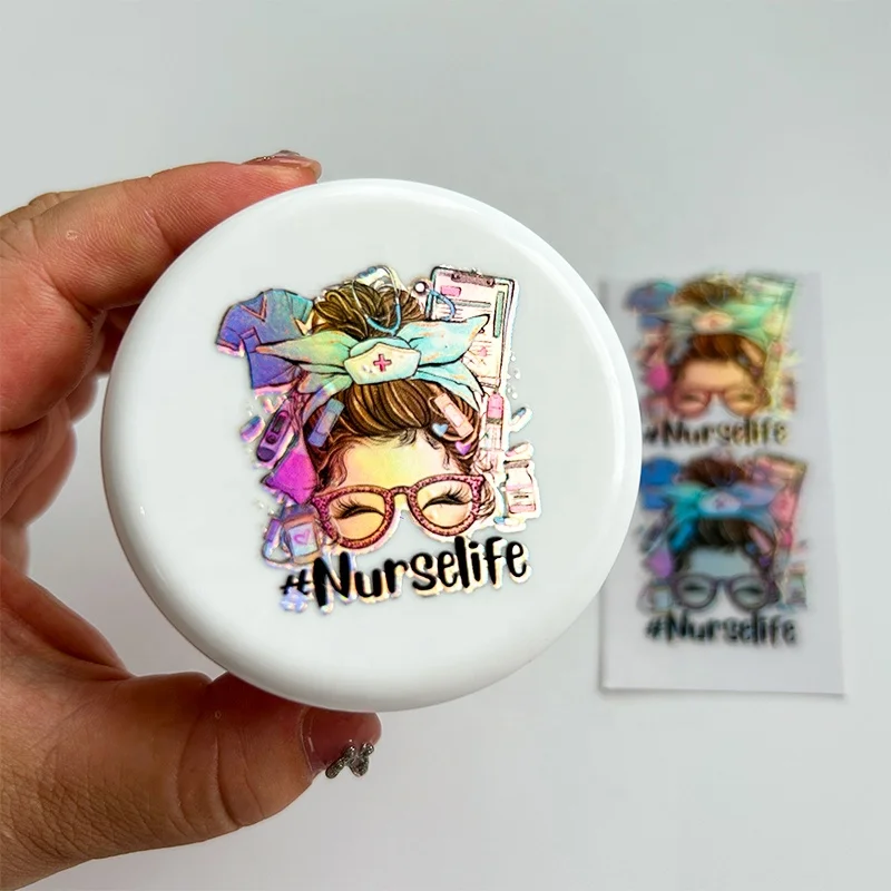 Multiple Use Waterproof Permanent Adhesive Gold Foil Transfer Metal Stickers Holographic 3D UV Transfer Labels For Packing