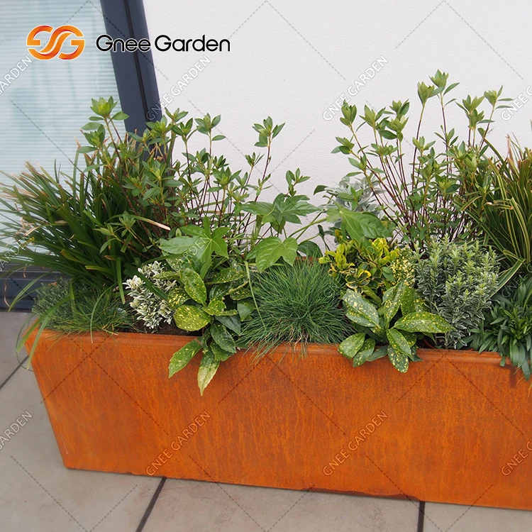 Large square corten steel planters corten steel large planter pot