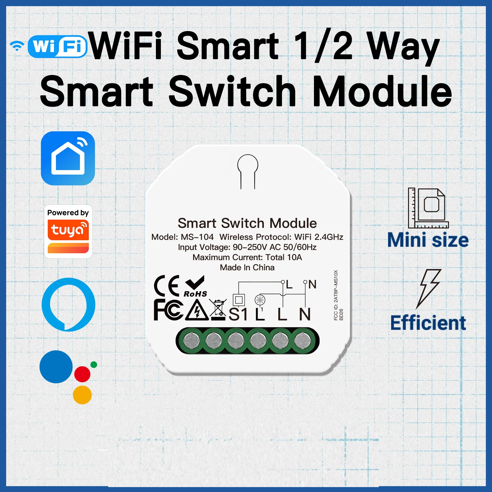 Tuya Mini Smart Circuit Breaker App Voice Control Diy Home Light Timer Relay Zigbee Wifi Switch Module With Alexa Google CE FCC
