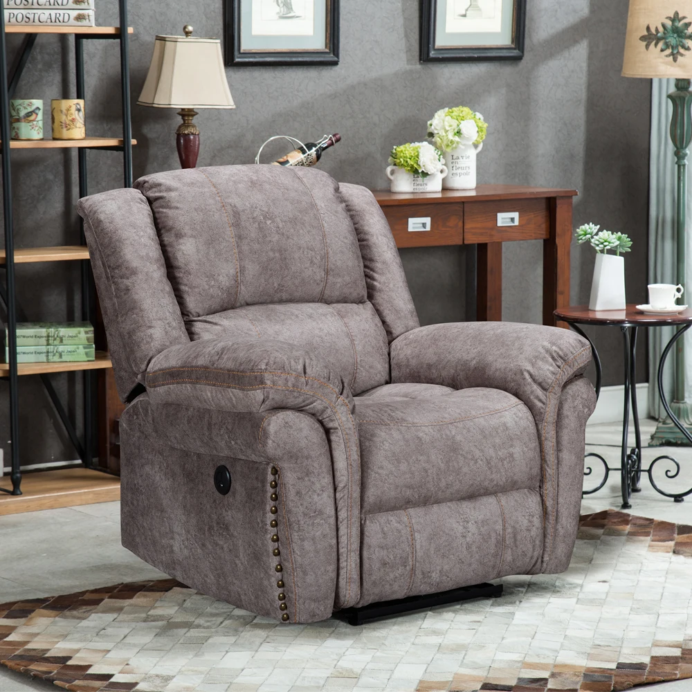 Modern Rocker Recliner Chair Carton Box Wood Warehouse Environmental Protection PU and Waterproof with Heated Massage Leather