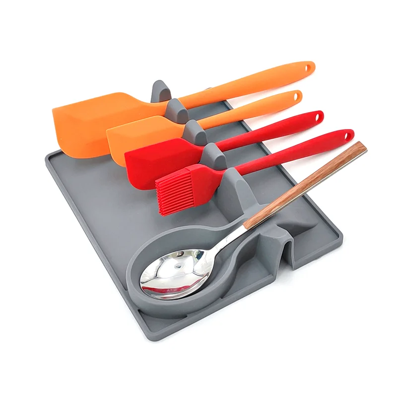 5 слотов 2 в 1 размер больше посуда отдыха с капельного коврик силиконовая ложка отдыха силиконовый держатель ложки для плита