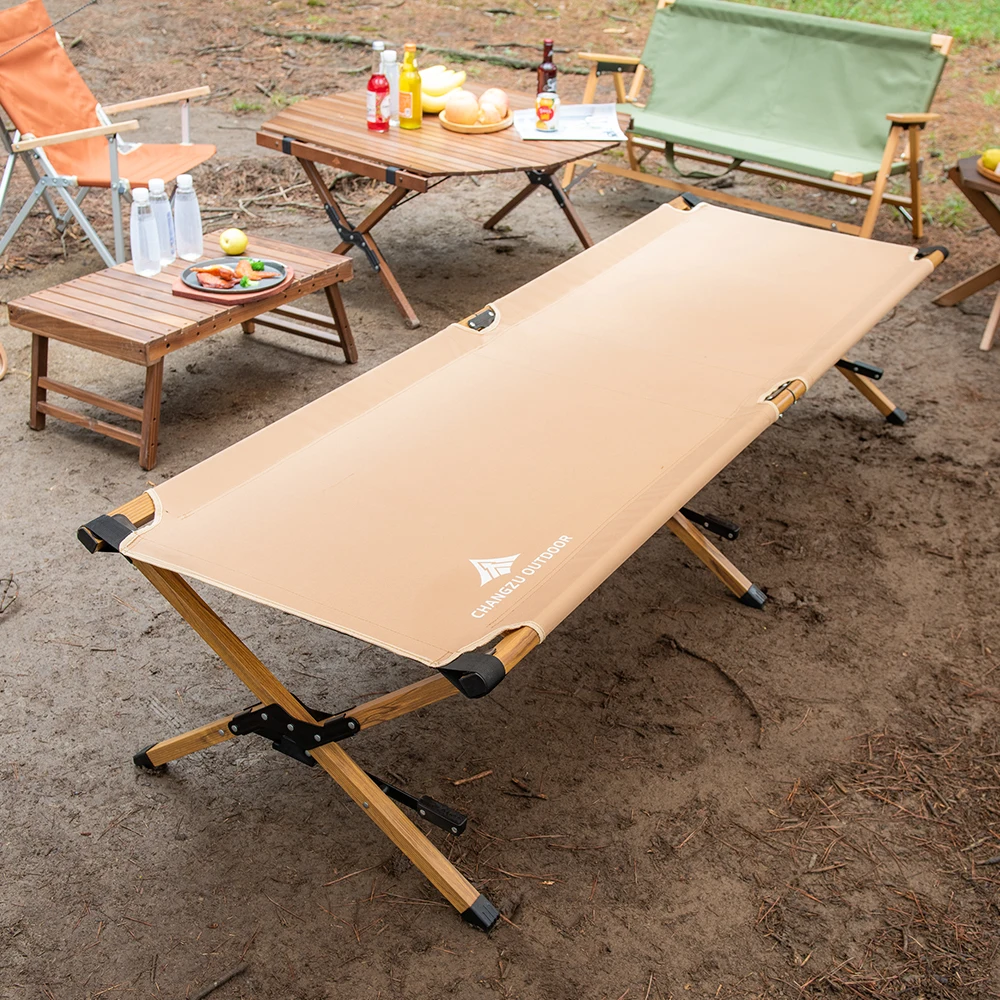 CHANGZU Ultralight OEM LOGO Aluminum Outdoor Oxford Camp Cot Adjustable Height Sleeping Folding Camping Cot Bed