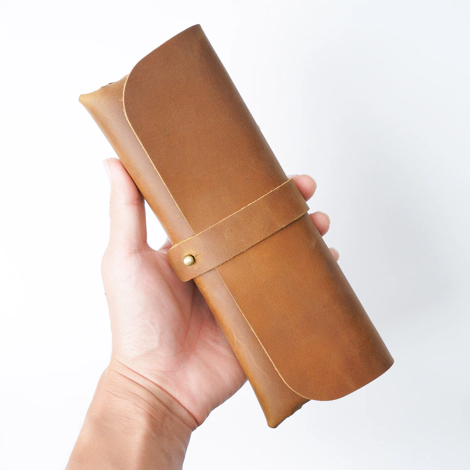 Real Genuine Full Grain Leather School Pen Bag Multiple Colors Stationery Case Pencil Glasses Storage Holder bag