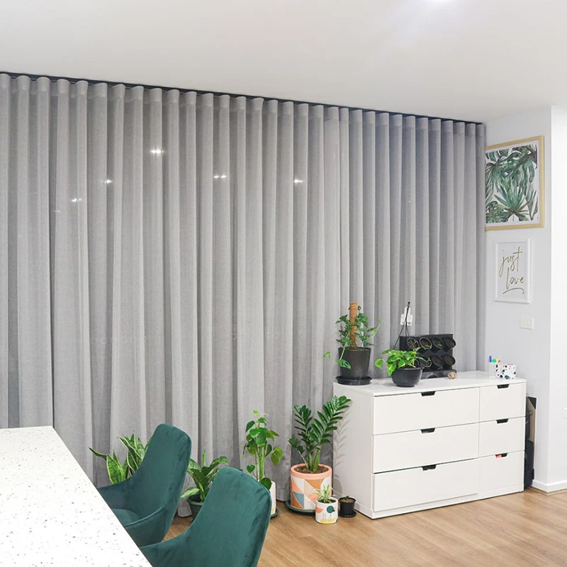 European Style High Quality Elegant Living Room Fabric Solid Tulle Window S Fold Linen Sheer Curtain Fabric For The Living Room