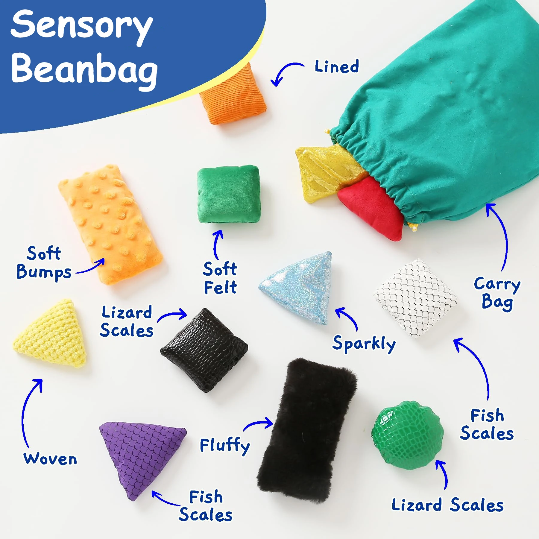 Autism and ADHD Baby Toys Learning & Education Fidget Sensory Toys Texture and Colour Sorting Sensory Bean Bags
