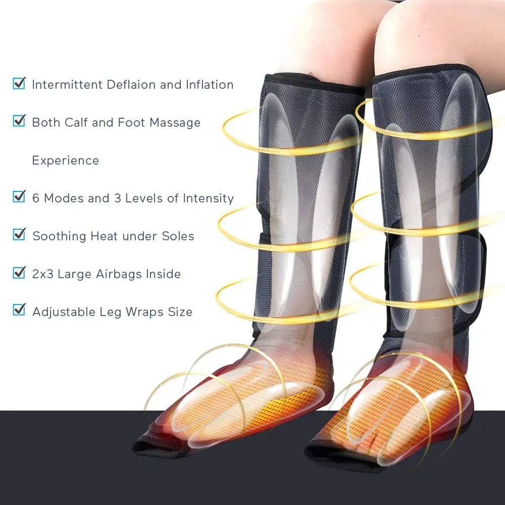 Bi-win Portable Leg Massager Best Air Compression Electric Leg Massager Micro Electric Ems Inflatable Calf Leg Massager Black