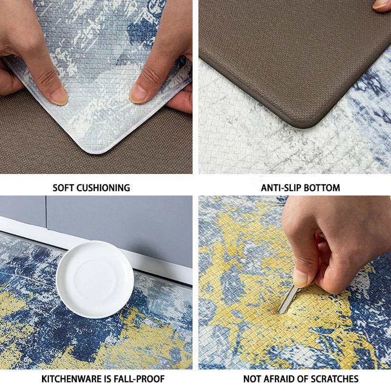 Printed Waterproof Non-slip Anti Fatigue Floor Mat PVC Kitchen Mats For Floor