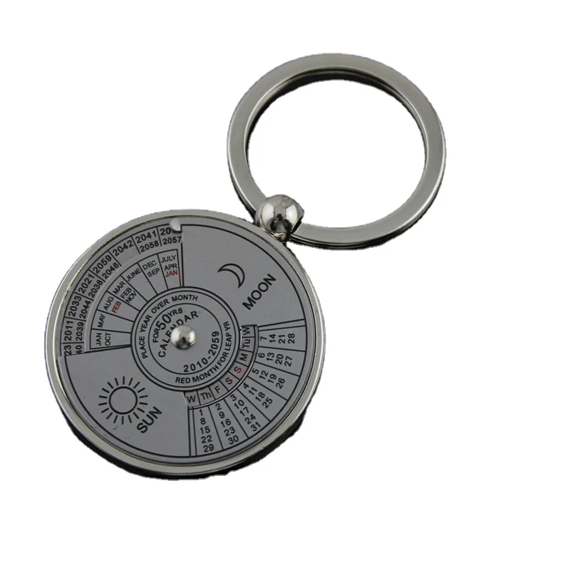 Custom Calendar Keychain Metal Round Keyring