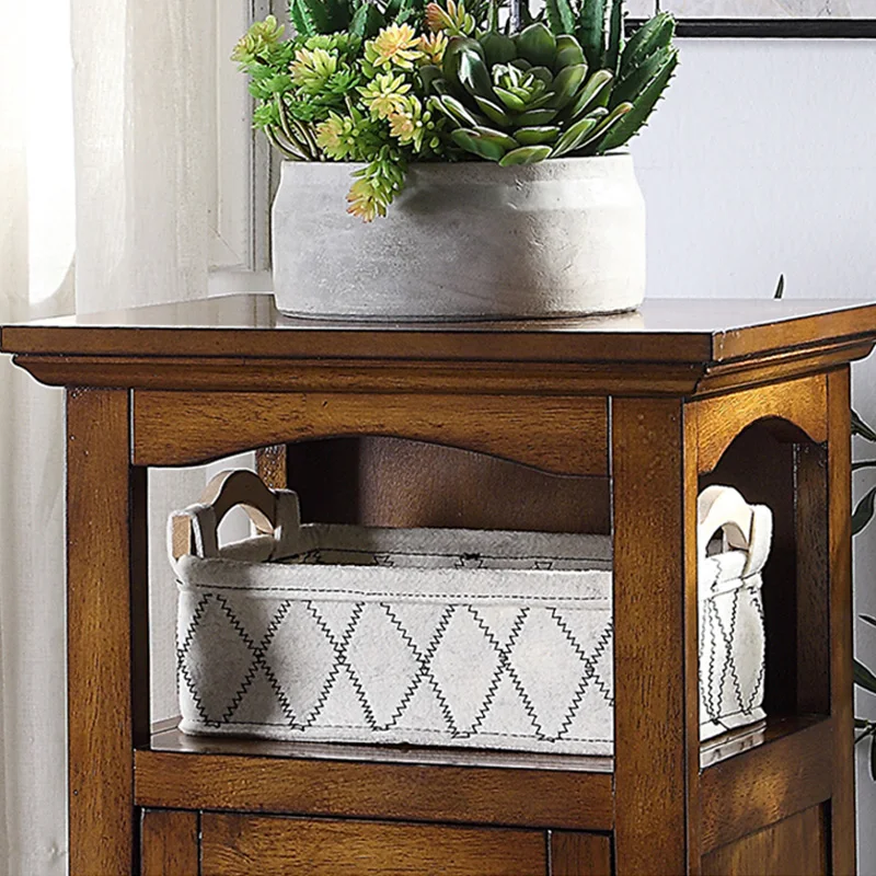 Cheap price living room furniture classic wooden corner bedside cabinet side table with shelf for hotel home furniture