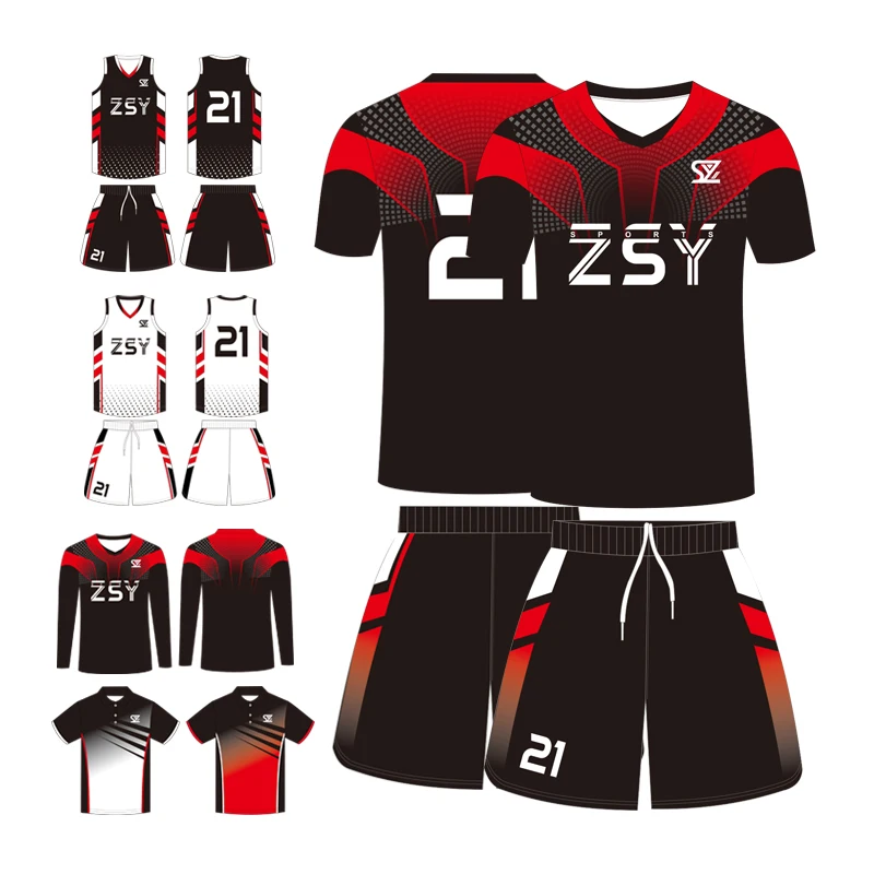 2022 Fashion Youth Football Shirt Sublimation Customized Football Uniform Black And White Soccerl Uniform