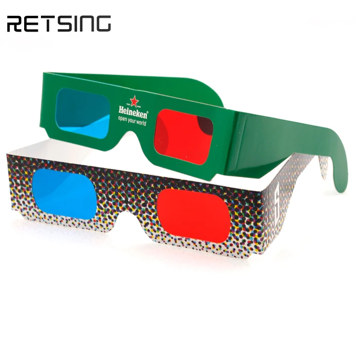 Paper Frame 3D Glasses Red Blue / Cyan Color Custom Design Promotional Gifts disposable Cardboard Paper Glasses
