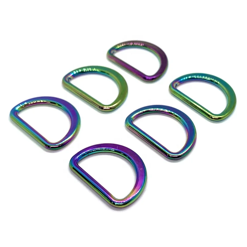 Металлическое D-образное кольцо радужного цвета из цинкового сплава полукруглая D-образная пряжка для ремня