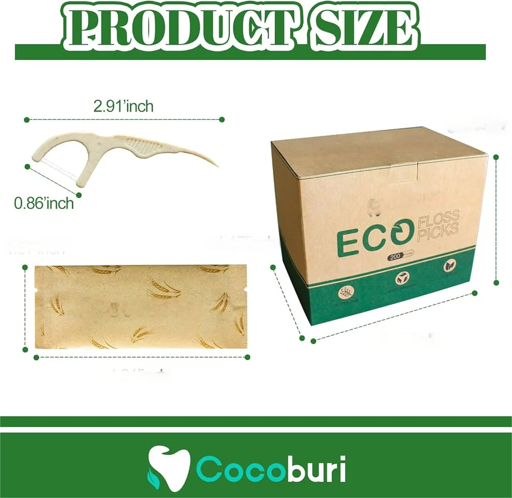 Eco Friendly  Custom packaging mint flavor Sustainable Travel Set PLA  corn starch/straw/bamboo charcoal dental floss picks