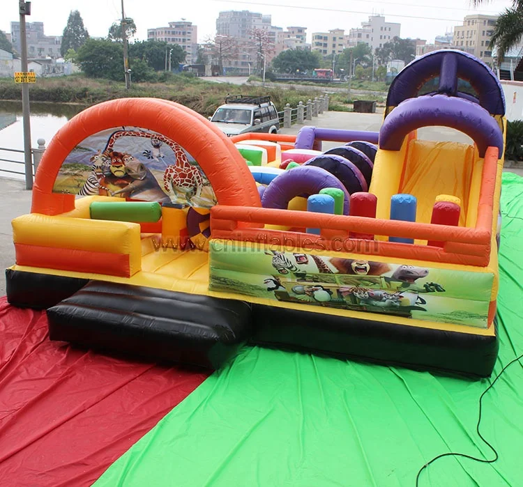 Orient Inflatables Amusement Park Madagascar theme Inflatable Obstacle challenge Course