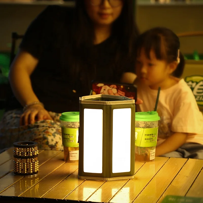 Camp Light Lantern Tent Camping Light Camping Table Light Solar Power Bank USB Charging for Outdoor