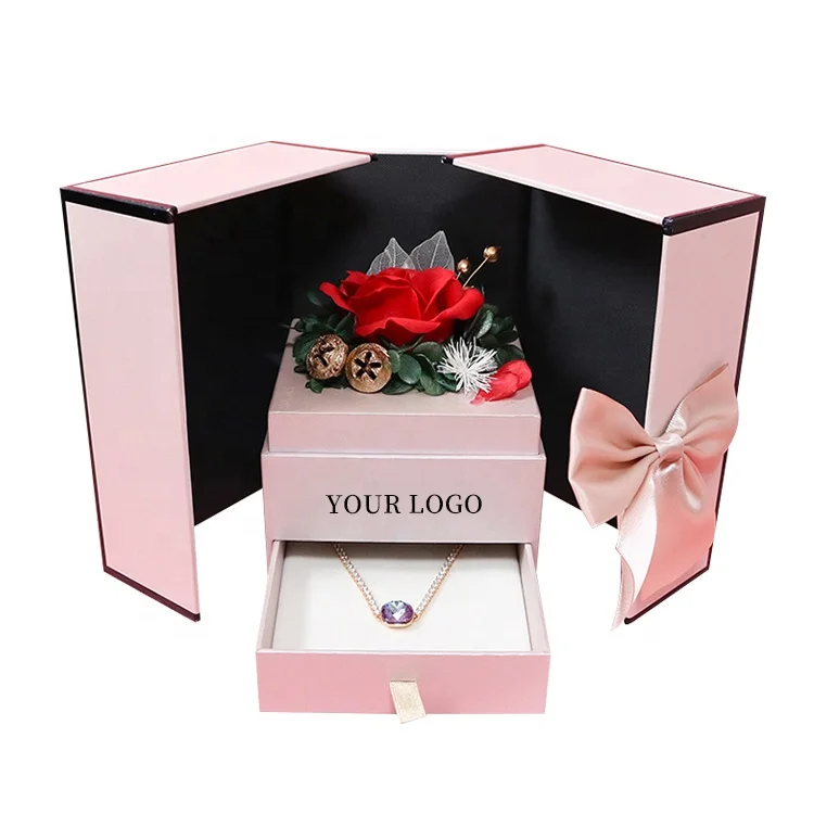 Luxury Cardboard Paper Flowers Packaging Box Gift Packaging Flower Boxes for Flower Rose with Drawer