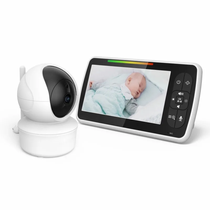 5inch Baby Video Camera Pan Tilt Smart Zoom Night Vision Sound Detection VOX Wireless Baby Monitor With Camera