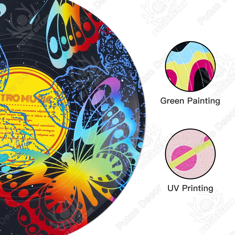 Putuo Decor PVC Vintage Aesthetic Music Records for Hippie Room Bedroom Decor Vinyl Records Wall Decor