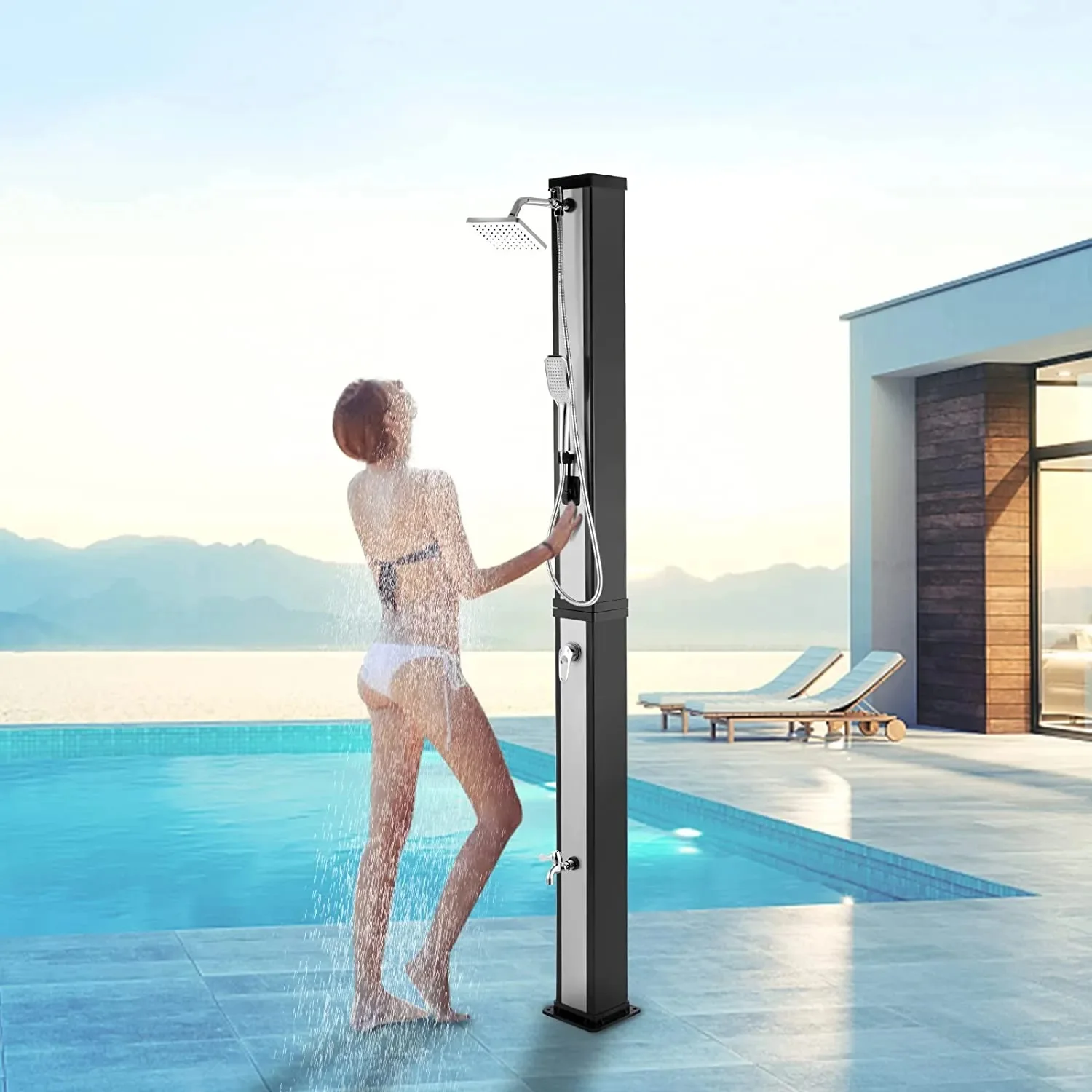 KANGRUN Factory Price economical 40L black solar heater outdoor garden shower for swimming pool