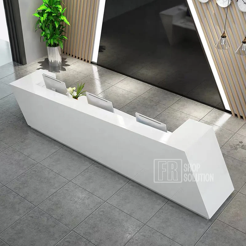 Restaurant Checkout Counters Front Desk White Shop Reception Table Counter for Sale