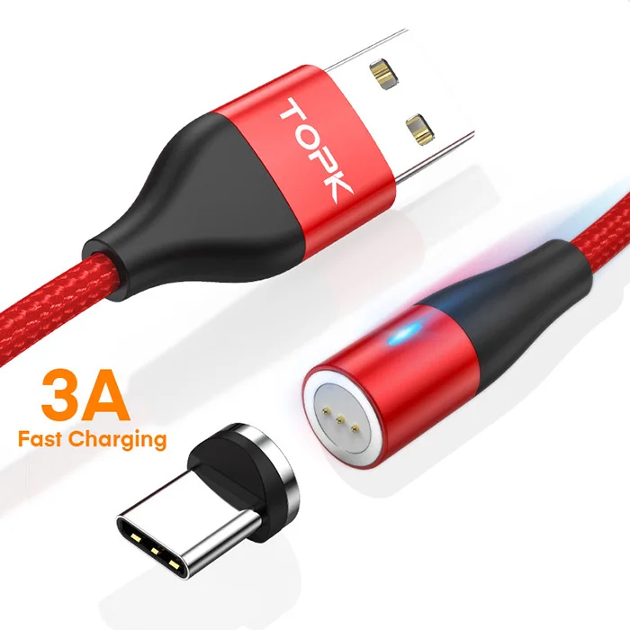  Бесплатная доставка TOPK AM60 2M 3A QC3.0 Быстрая зарядка Магнитный кабель USB Type