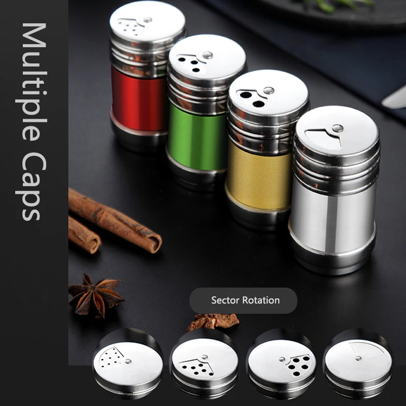 Hot Sale Empty Stainless Steel Spice Jar Set Powder Containers Pepper Salt Bottles Set With Lid