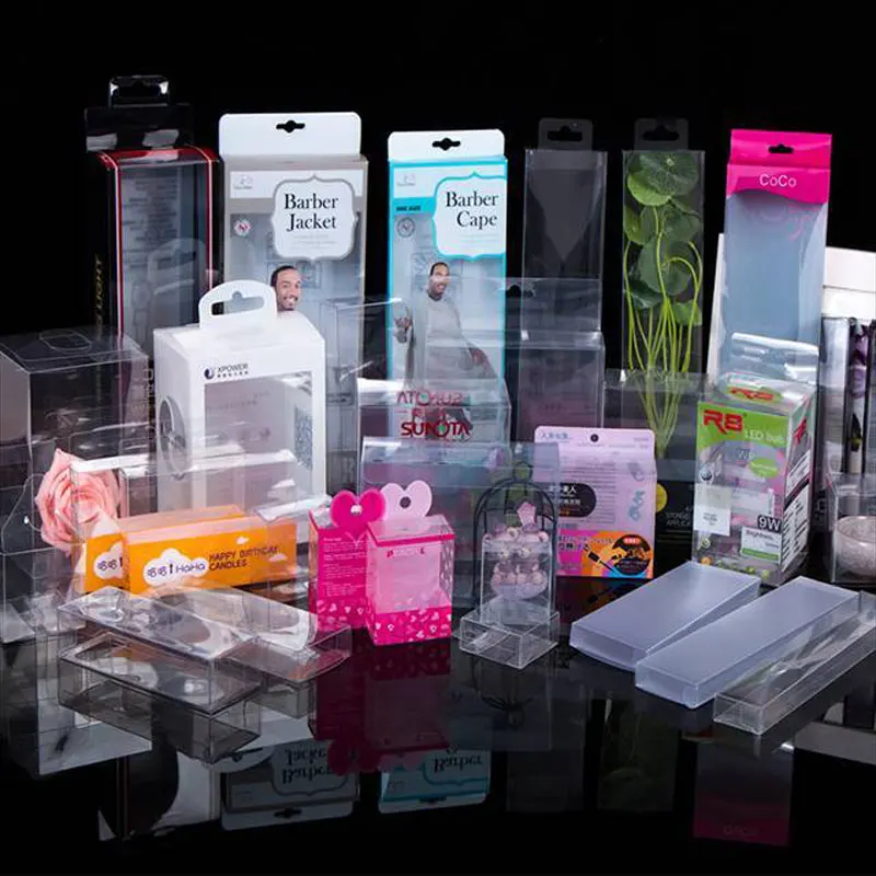 Custom Logo Acetate See Through Foldable Small Rectangular Semi Transparent Cosmetic Pvc Pet Pp Packaging Clear Gift Plastic Box