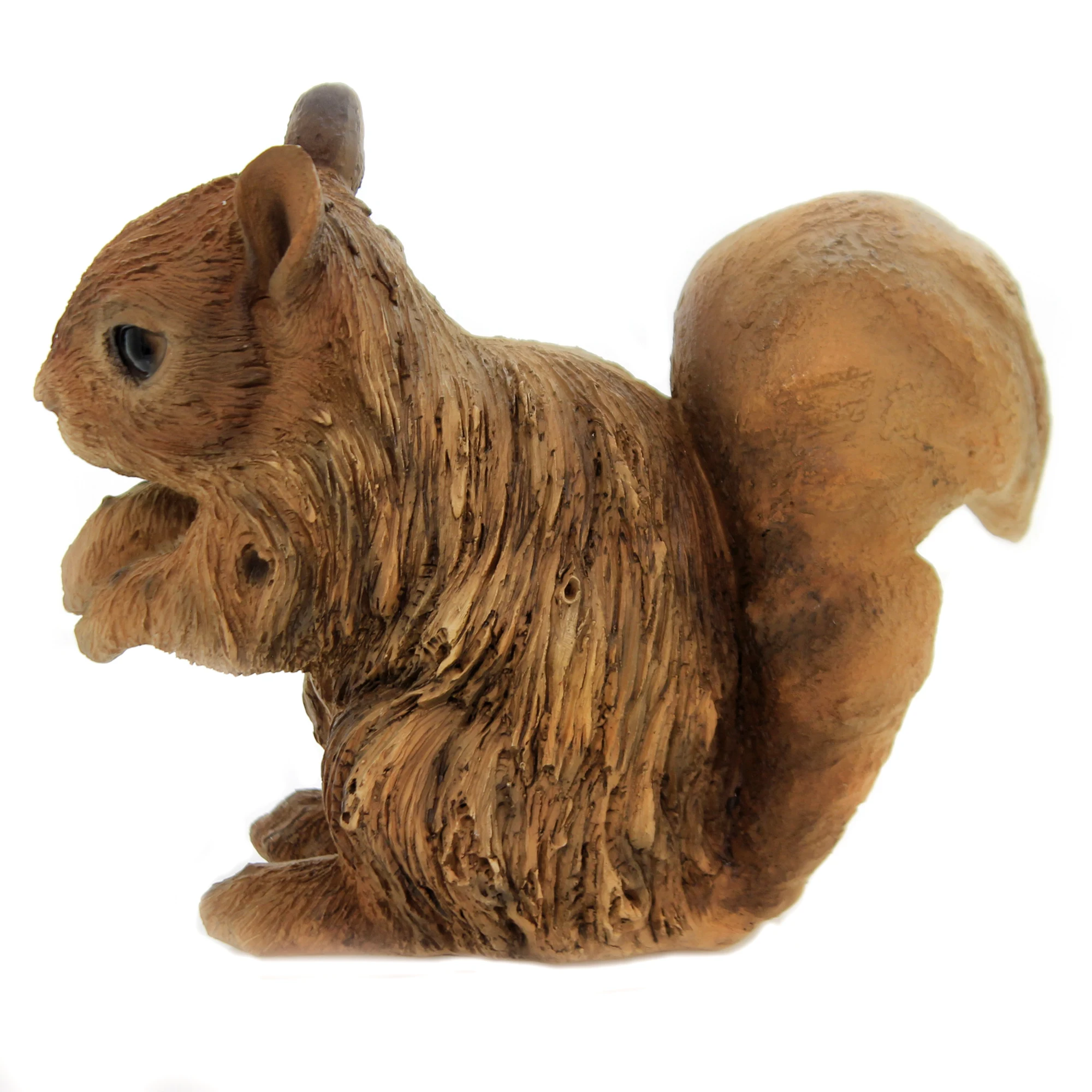 Realist Driftwood Look Squirrel Resin Figurine Statue for Outdoor Decoration