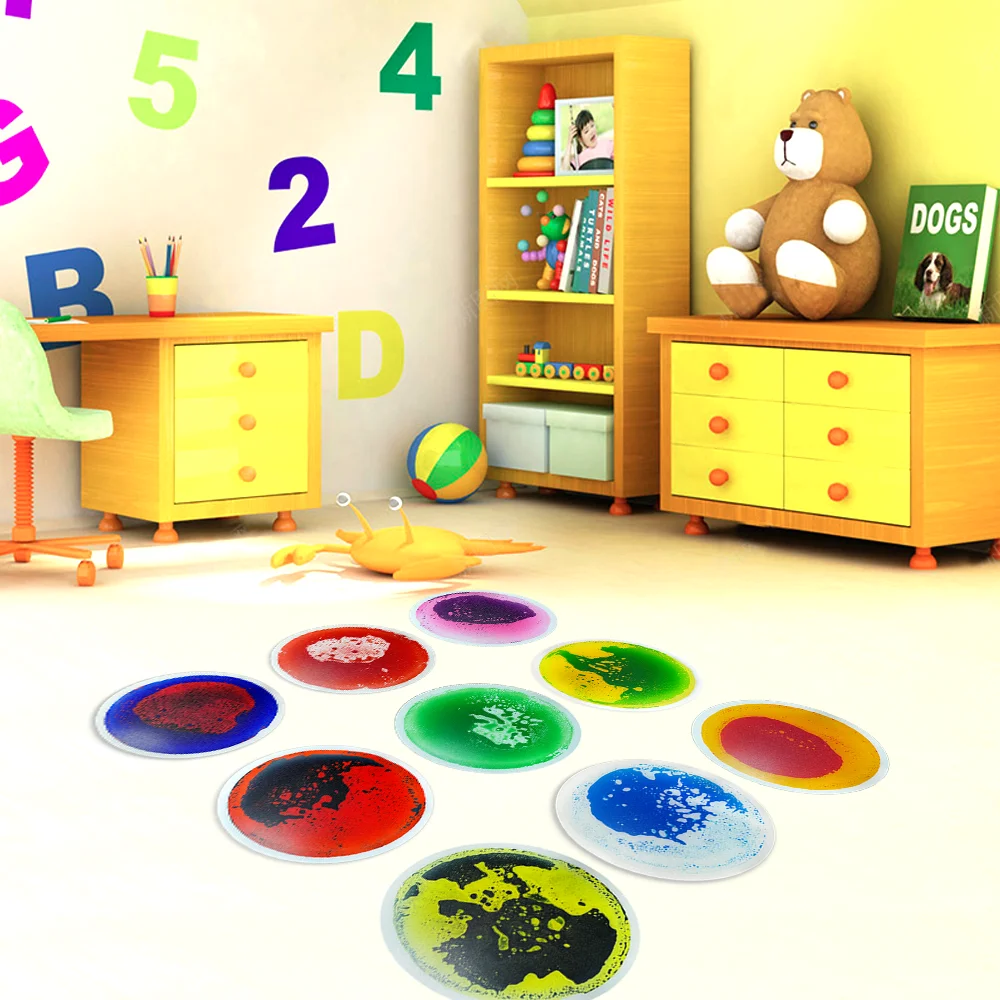 Crawling Mat Sensory Customizable Baby Play Game Kids Play Mat Sensory Liquid Floor Mat China Factory Supply Round Baby Child HF