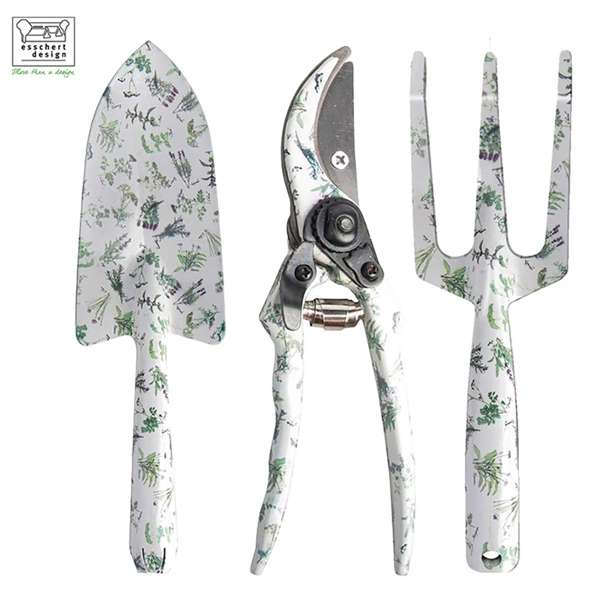 Esschert Design Stable quality 3in1 outdoor garden hand digging tool organizers with shears fork shovel