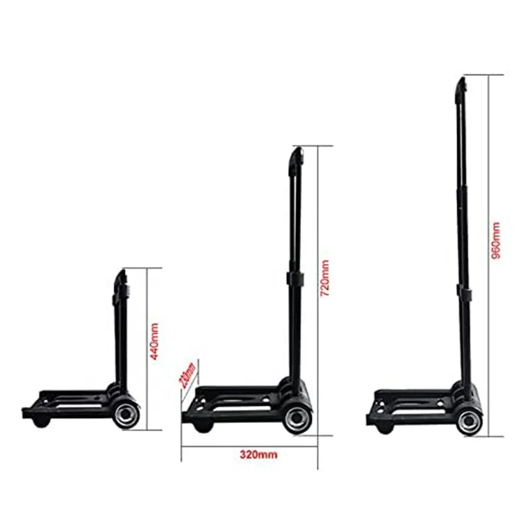 easy carry folding hand cart 40kgs lightweight portable shopping hand trolley L230xW320mm mini size retractable dolly cart