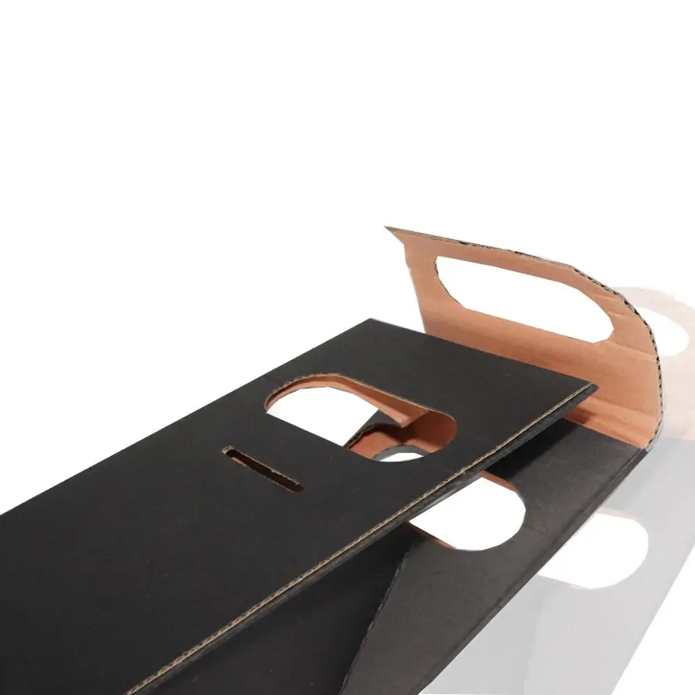 Black high-end luxury paper handle bottle wine kraft bag with window