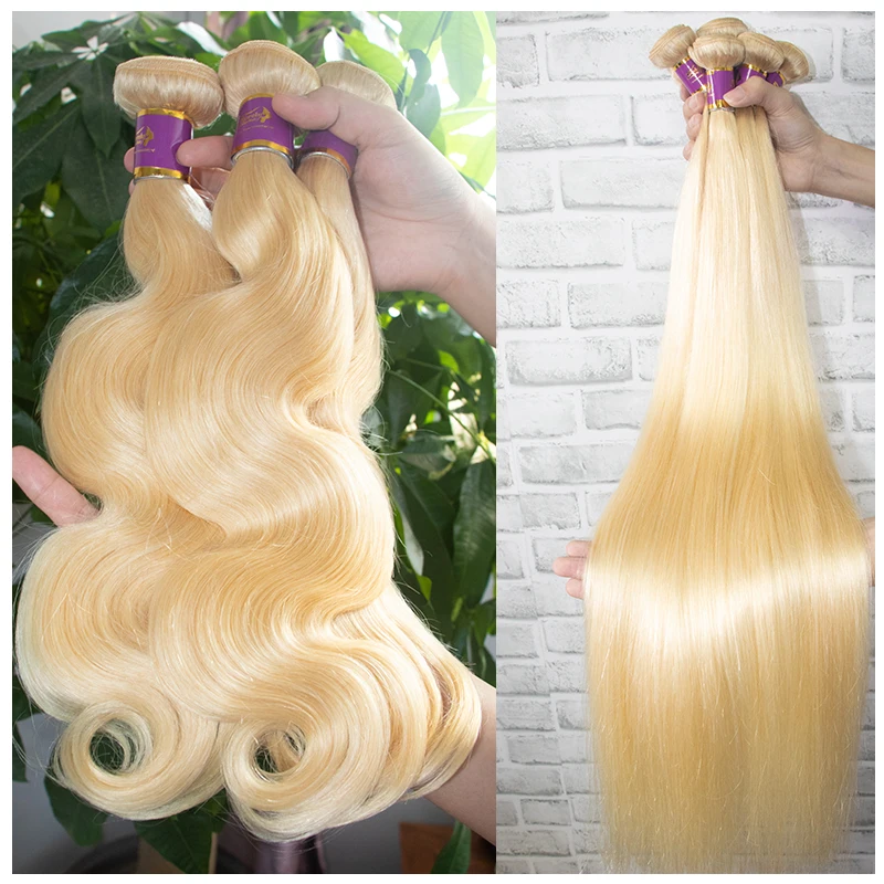 
Wholesale 100% 10A grade virgin hair brazilian morein hair bundles 613 blonde straight hair extension 