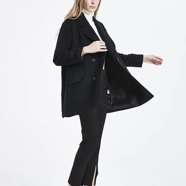 Europe America fashion long coats women wool cashmere blend coat double breasted