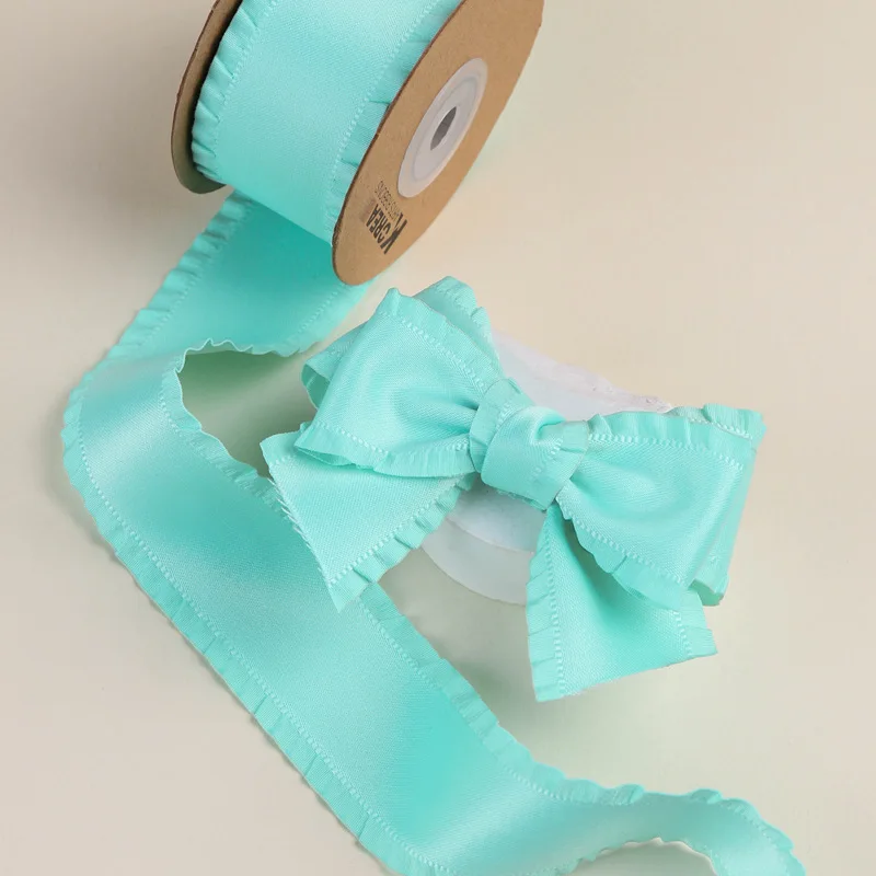 Wholesale 38mm Wavy Edge Satin Ribbon 100% Polyester Double Face Fabric for Bows