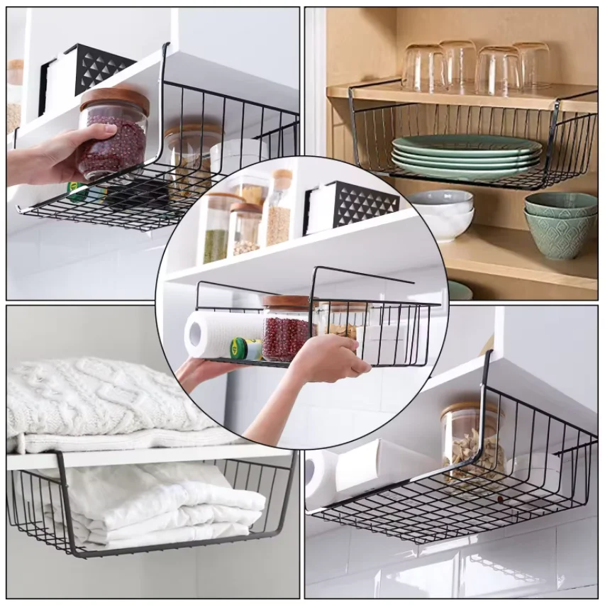 Shelf Organizer Basket Hanging Under The Cabinet Kitchen Under The Cabinet Hanging Shelf Office Storage Basket Office