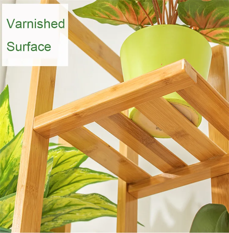 multi-level indoor balcony green porridge solid wood living room floor-standing  Flower shelf storage