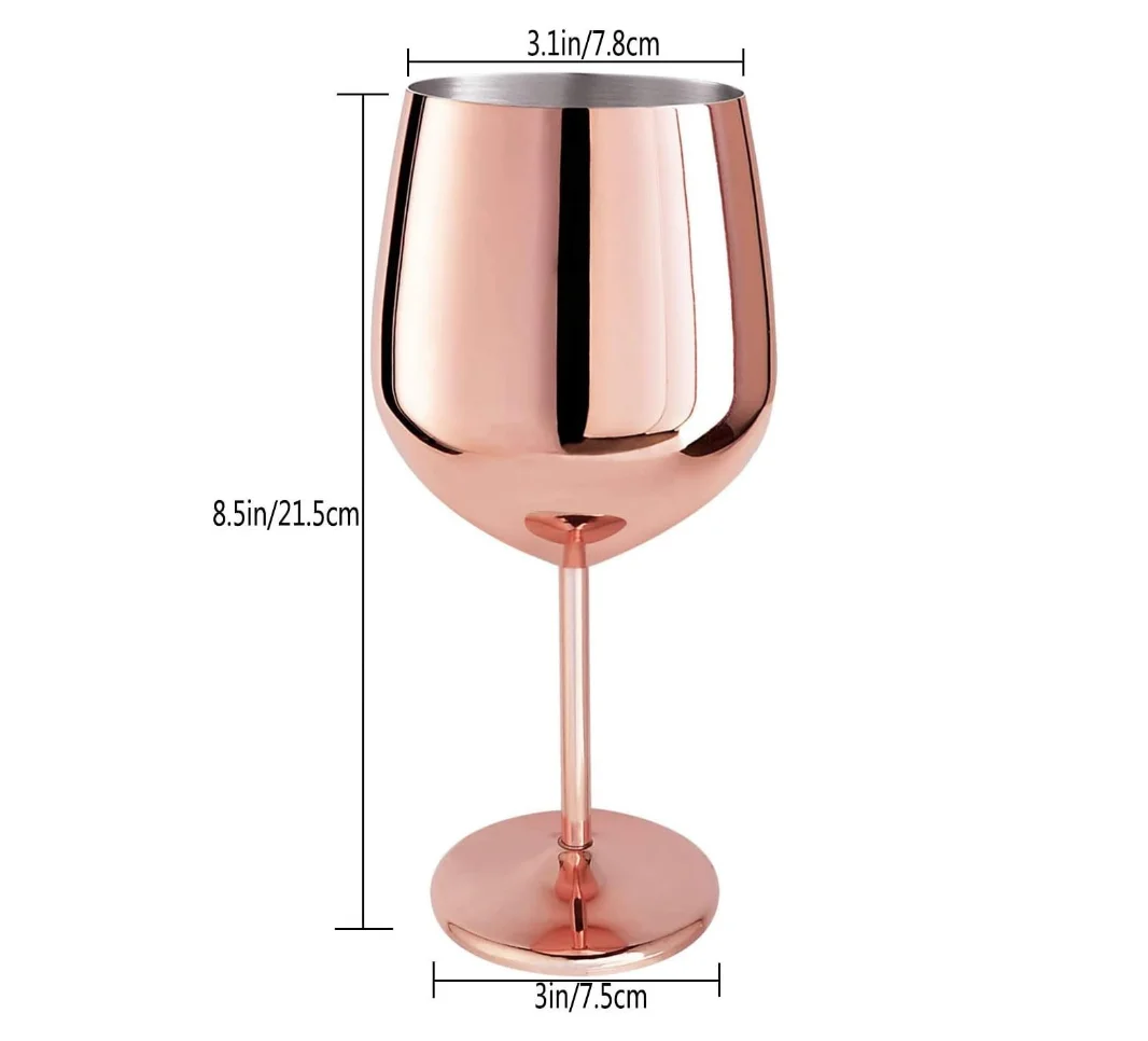 10oz  Copper plated Stainless Steel  Wine Glass Metal Stemmed Glasses Goblets Juice Drink Champagne Goblet Party Barware