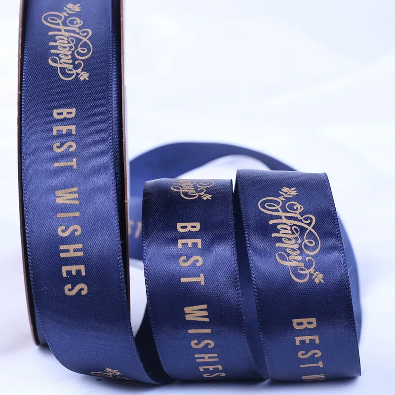 Оптовая продажа, 100% полиэфирная атласная Цветочная лента с принтом, подарочная оберточная лента, бант, Рождественская лента для украшения