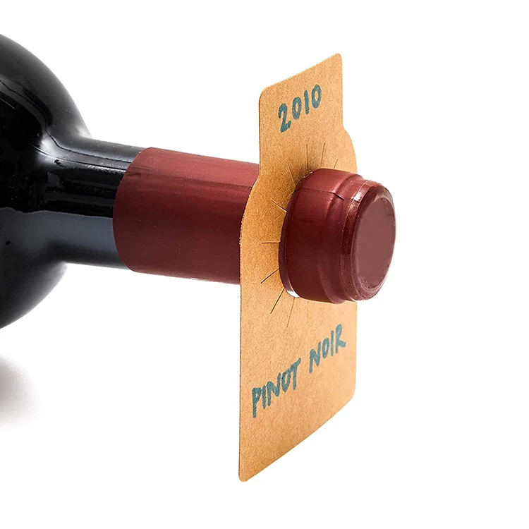 Custom printed kraft wine bottle neck label tags cellar rack hang tags