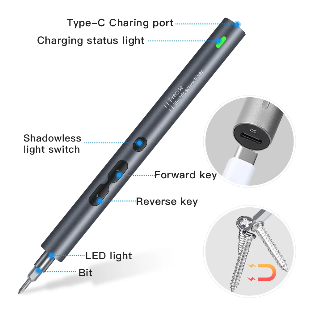 120 in 1 Precision Electric Screwdriver Set Mini Rechargeable Kit Cordless Wireless Bits for Xiaomi Cell Phone Mobile Laptop PC