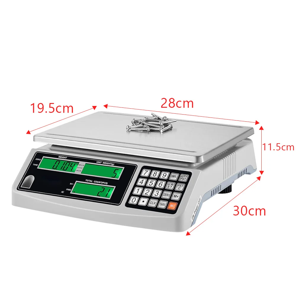 CX-ACS30 30kg Digital Industrial Counting Scale, 1g Precision, g/kg/lb, 3 LCDs for Parts, Coins, Jewelry & Kitchen Inventory