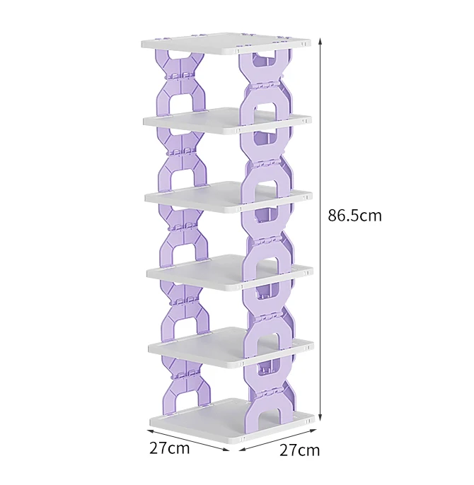 Sturdy Plastic Stackable Sneaker Container Installation-Free 6 Tiers Foldable Shoe Organizer Space-Saving Shoe Rack