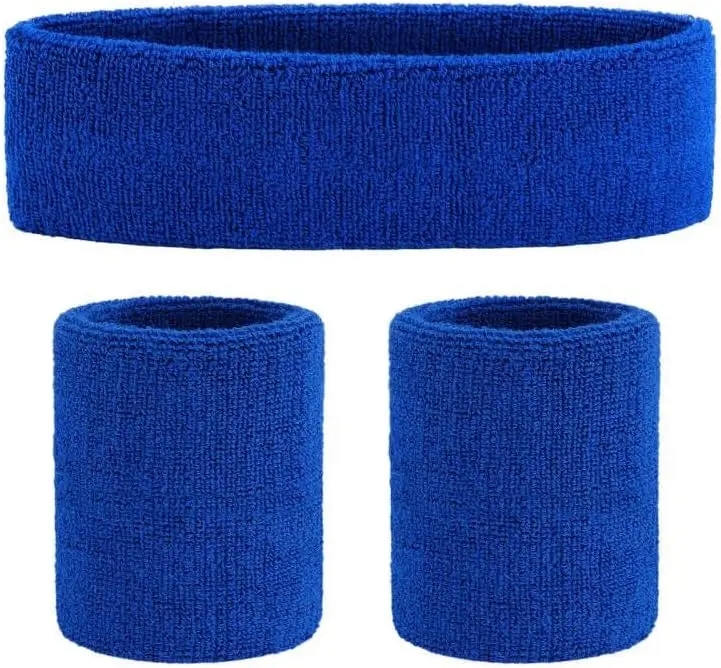 Custom Solid Color 3 Pieces Cotton Head Band Custom Logo Sweatband Headbands Set