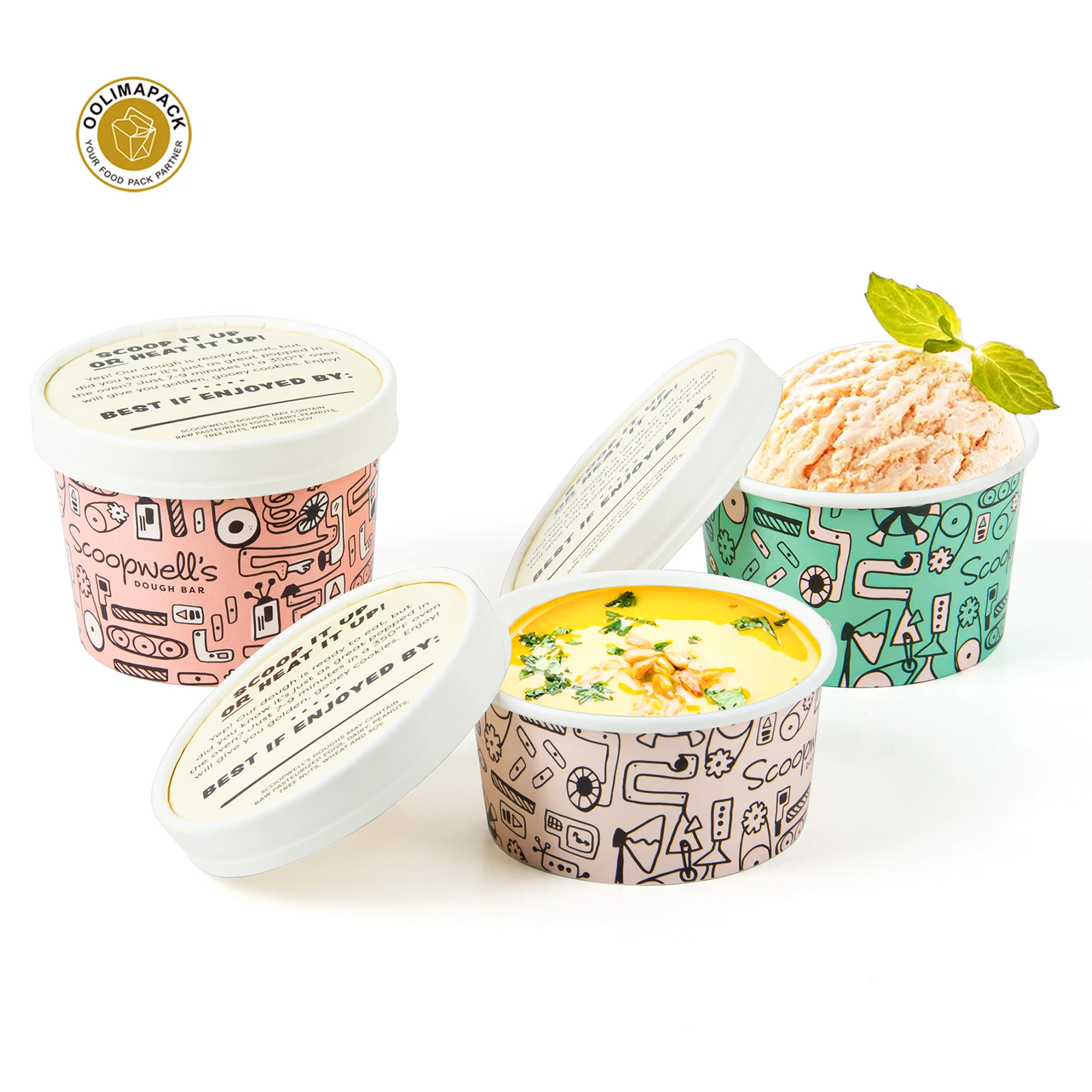 OOLIMAPACK Low MOQ 100ml 150ml 500ml Icecream Paper Cup