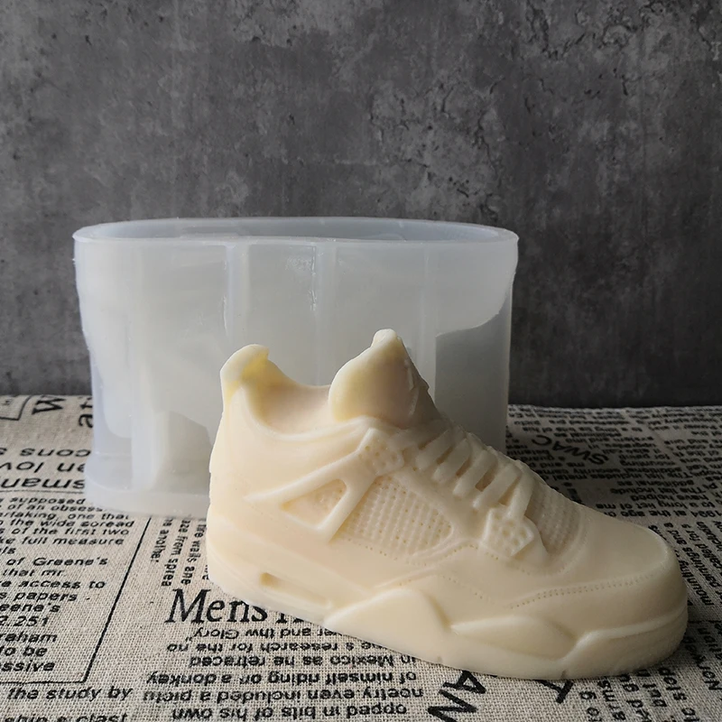 Hot Selling 3D Home Decoration Resin Epoxy DIY Shoes Candle Mould Custom 13cm Basketball Shoes Silicone Sneaker Mold