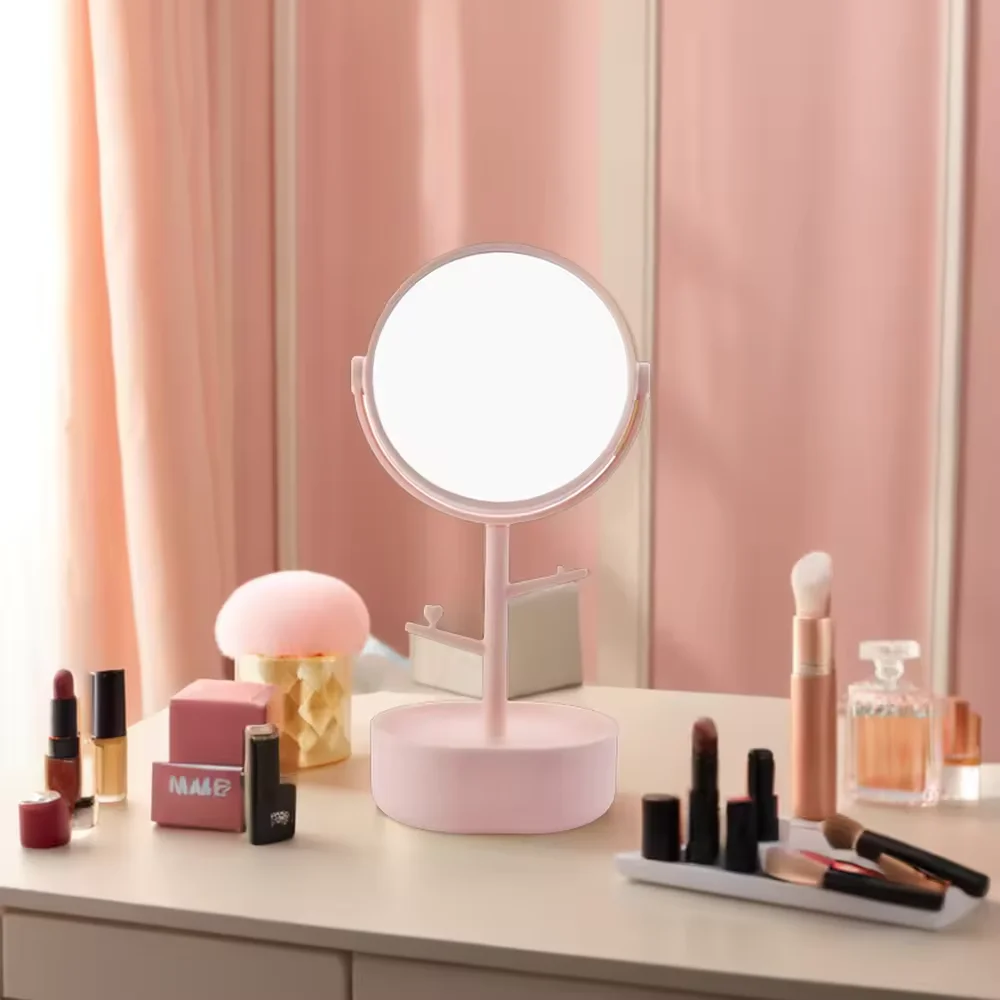Fashion Table Makeup Mirror with Storage Case for Cosmetics