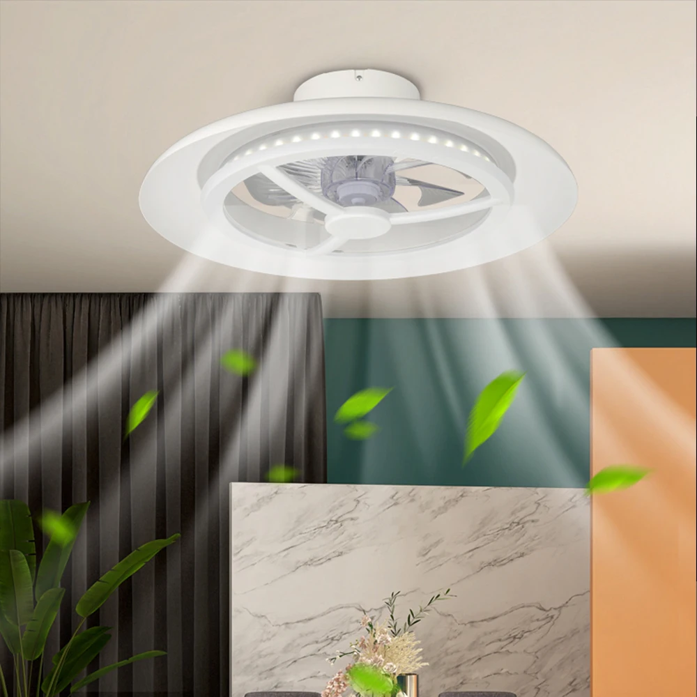 Decorative H185mm Led Ceiling Fan Light With White Color Ring For