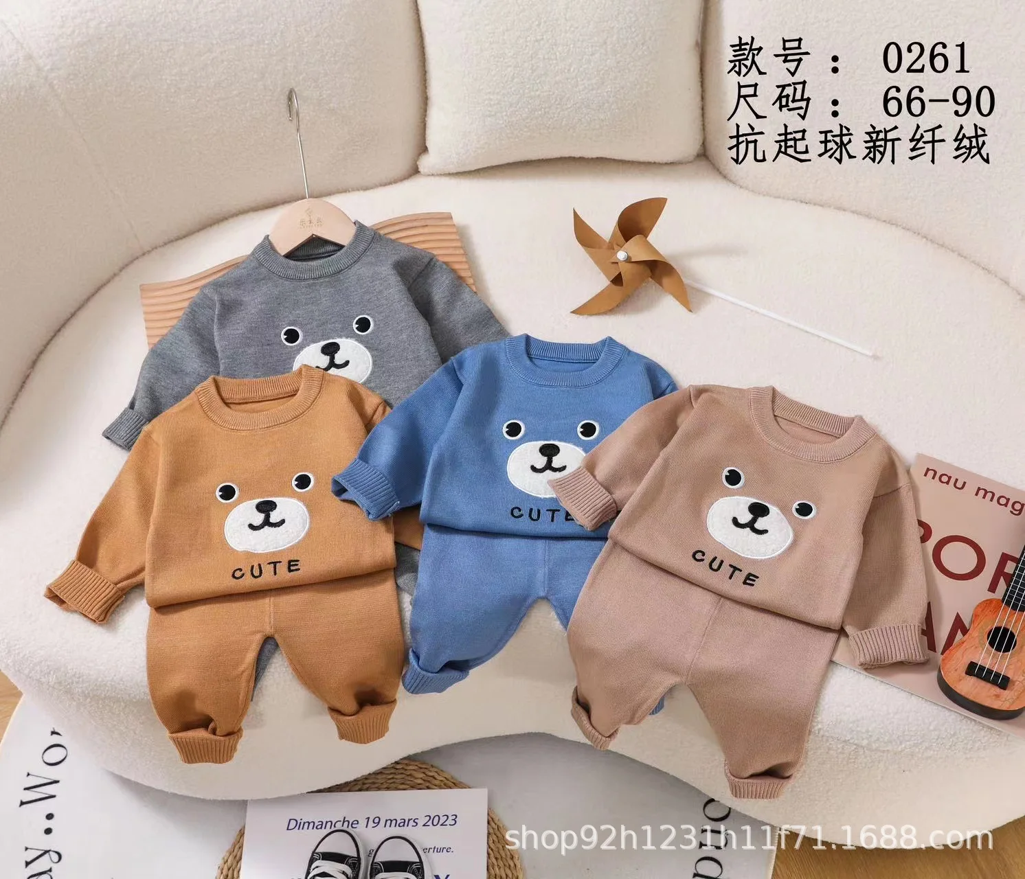 2023 Fashion Spring Newborn Children 2pcs Outfits Solid Color Baby Clothes Set